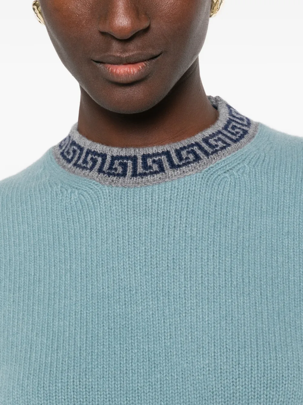 Versace Trui met Greca-patroon Blauw