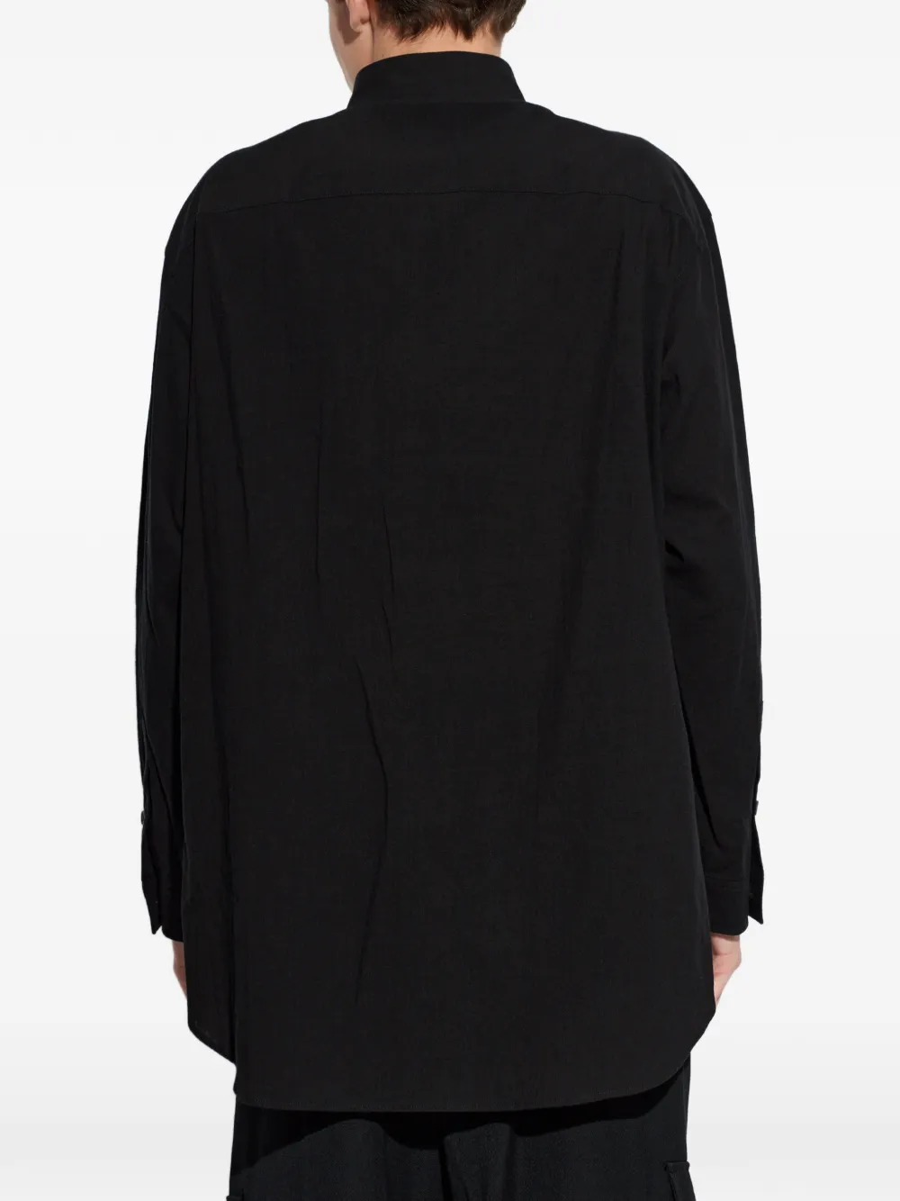 Yohji Yamamoto Overhemd met knooplipje en zakken Zwart