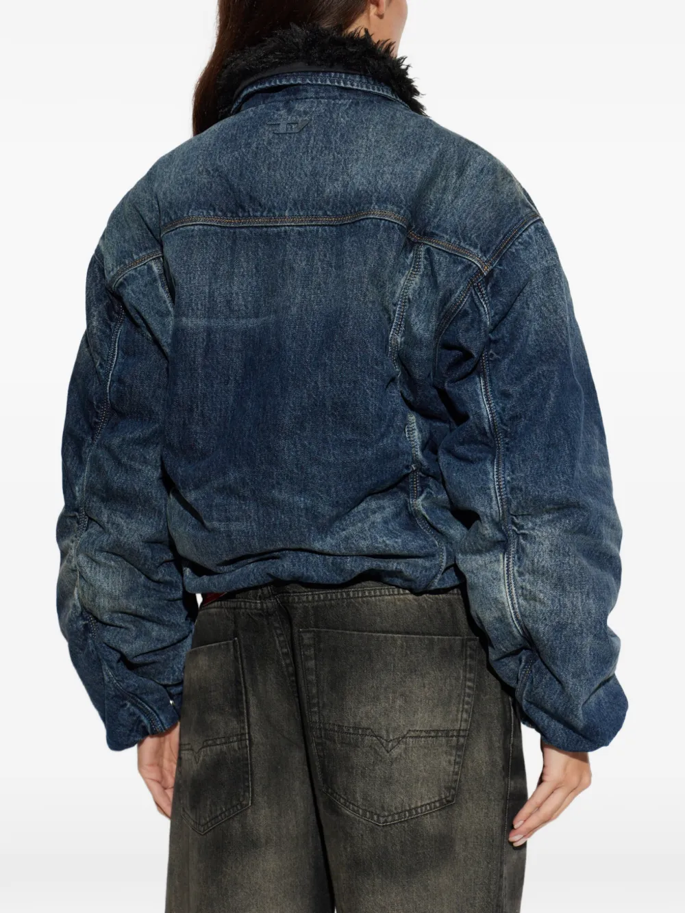 Diesel Gesmockt denim jack Blauw
