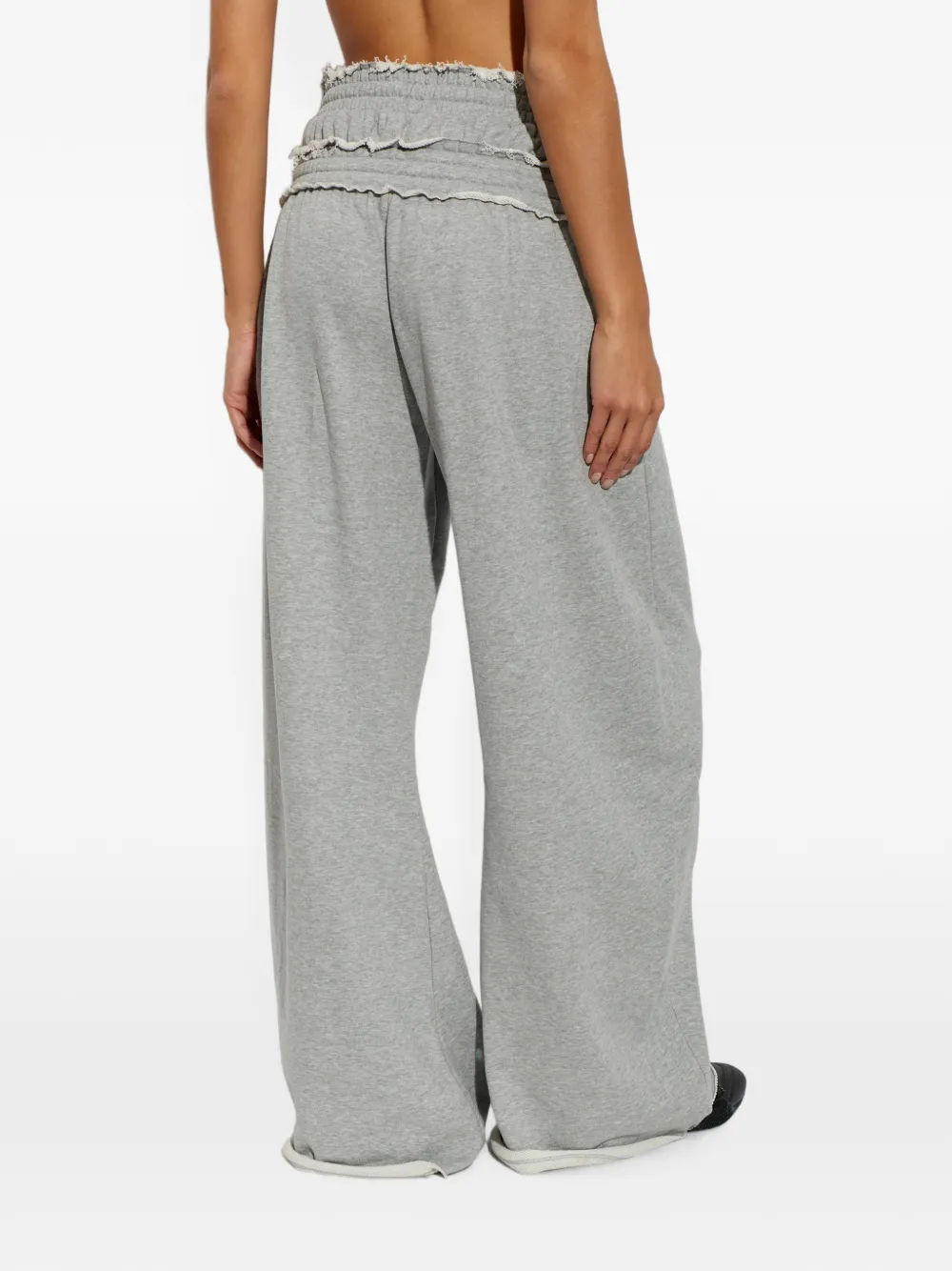 adidas frayed-edge wide-leg track pants Grijs