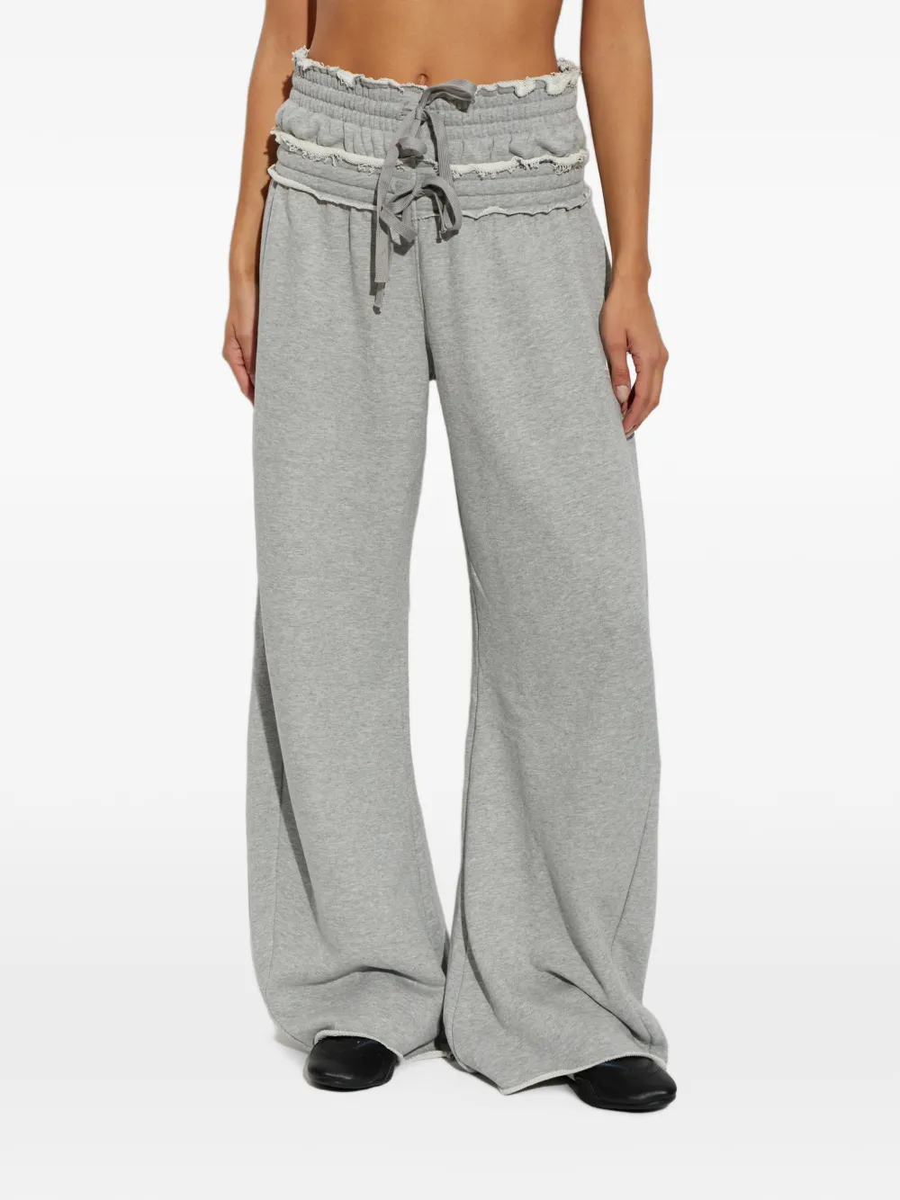 adidas frayed-edge wide-leg track pants Grijs