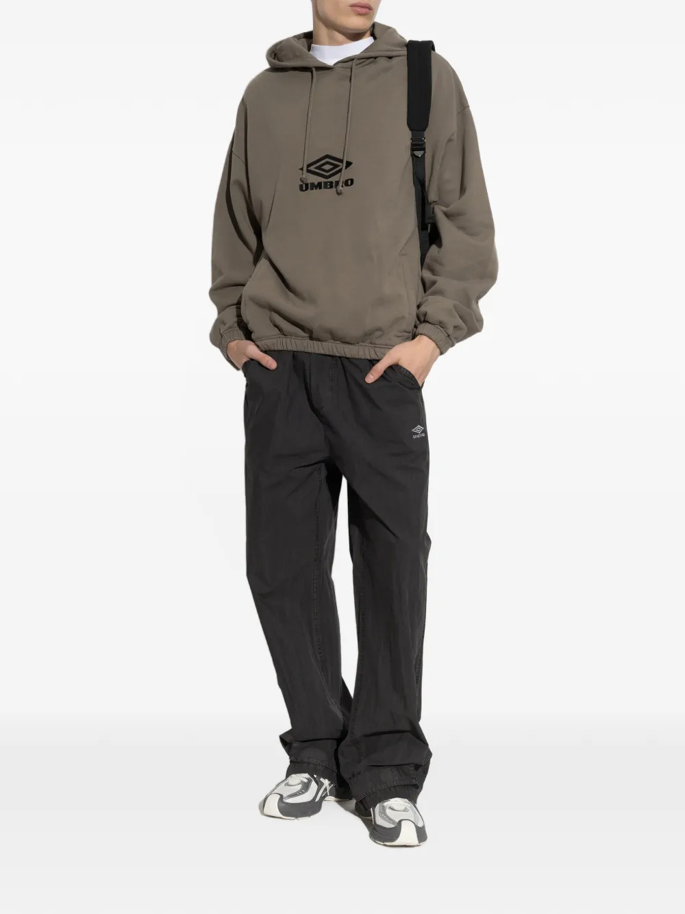 UMBRO logo-embroidered drawstring hoodie Grijs