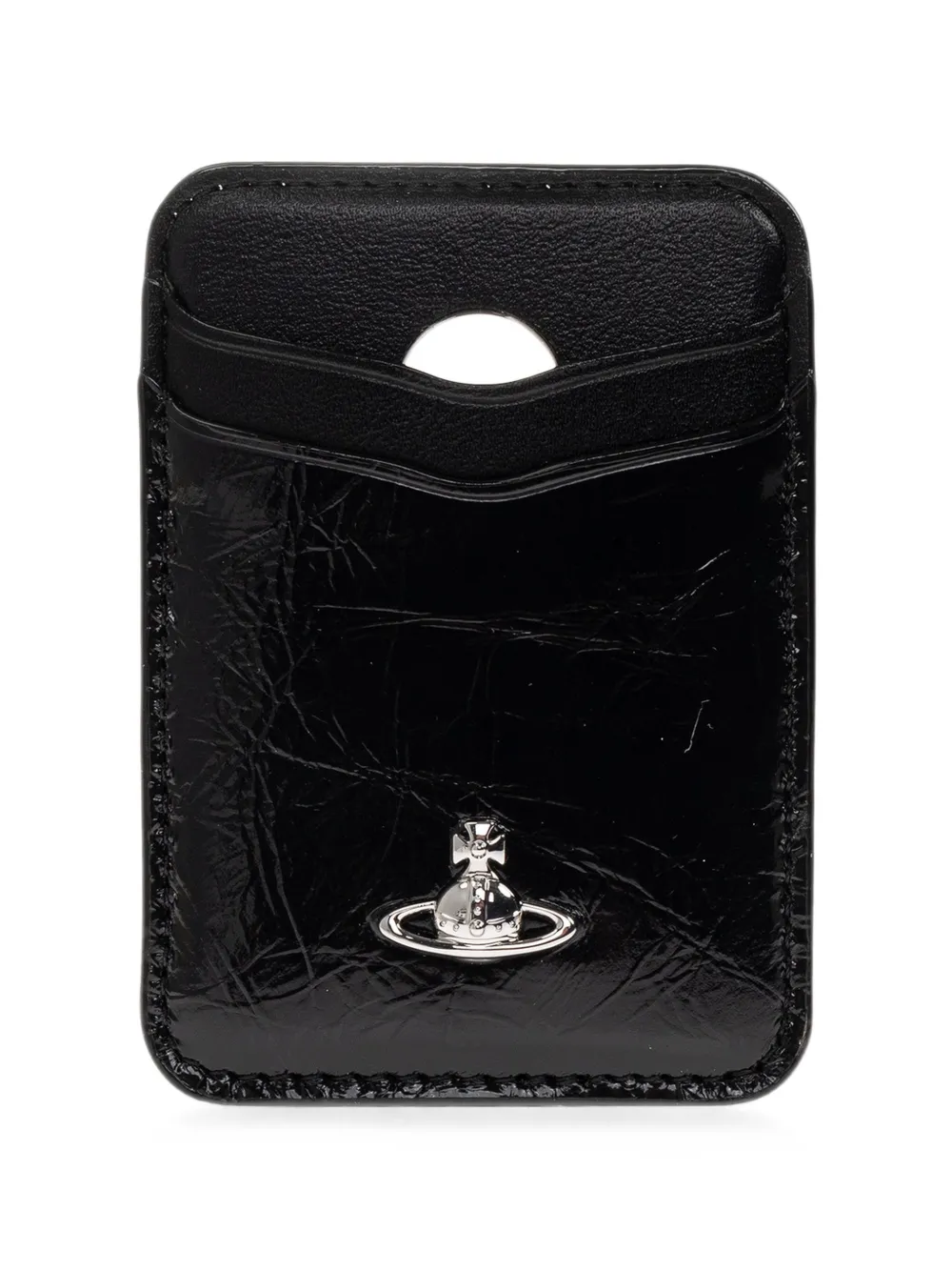 Vivienne Westwood Orb-plaque crinkled-leather card sleeve