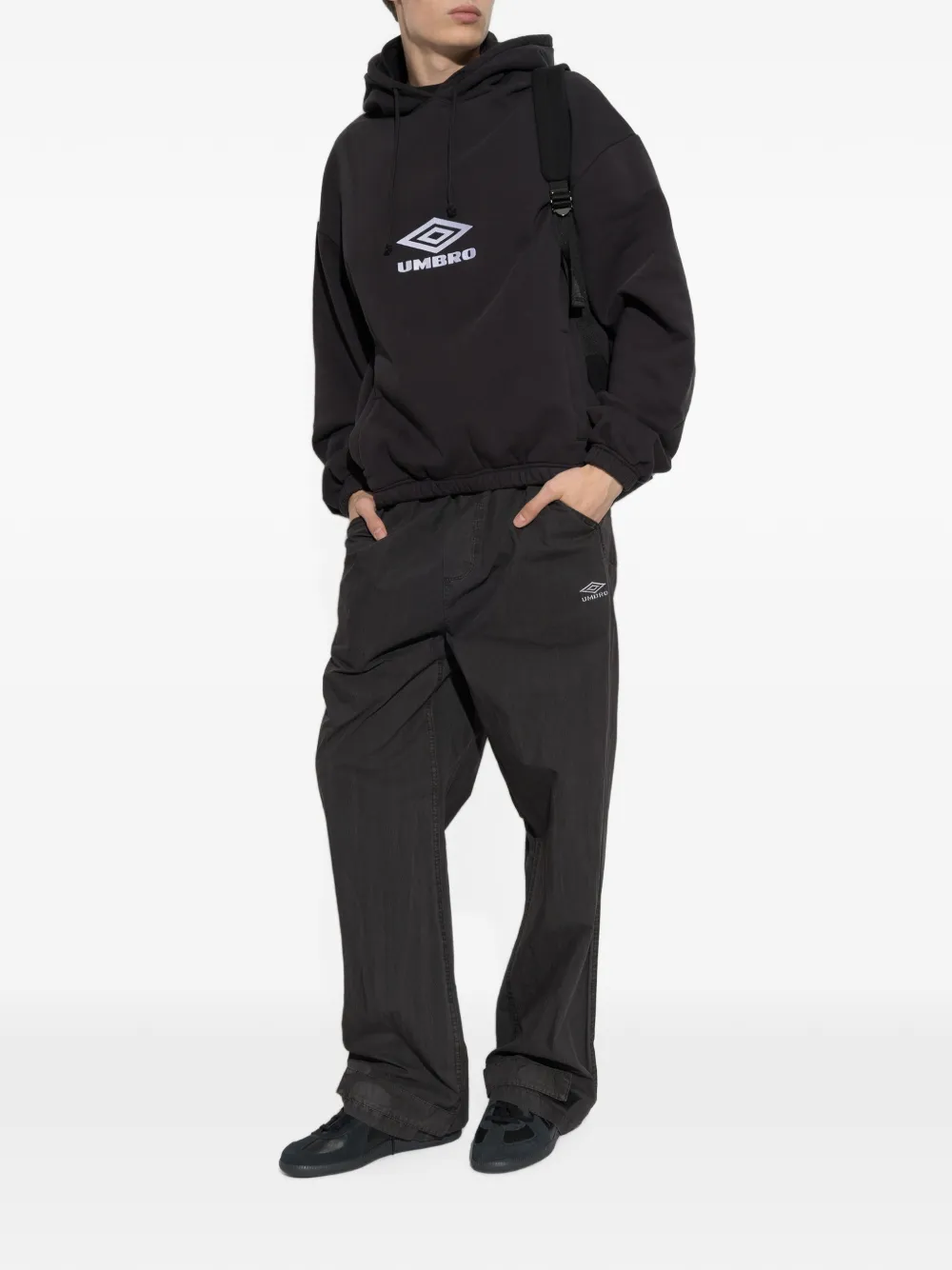 UMBRO logo-print drawstring hoodie Zwart