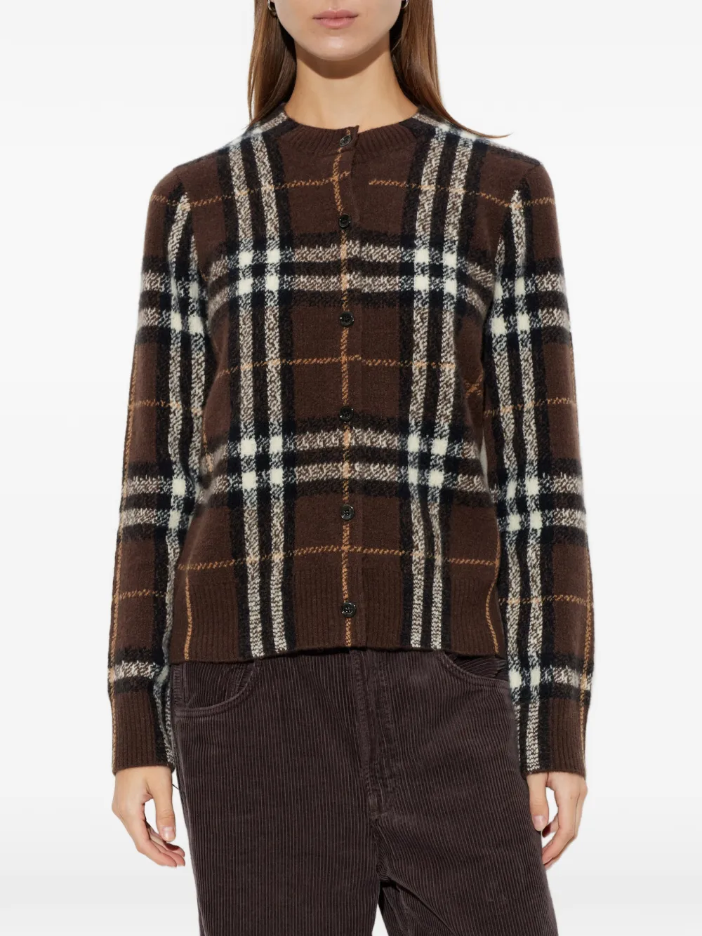 Burberry Check kasjmier vest Bruin
