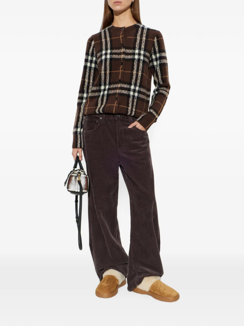 Burberry Check kasjmier vest Bruin