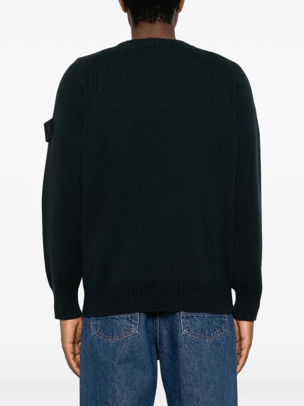 Stone Island logo-patch raglan-sleeve sweater Blauw