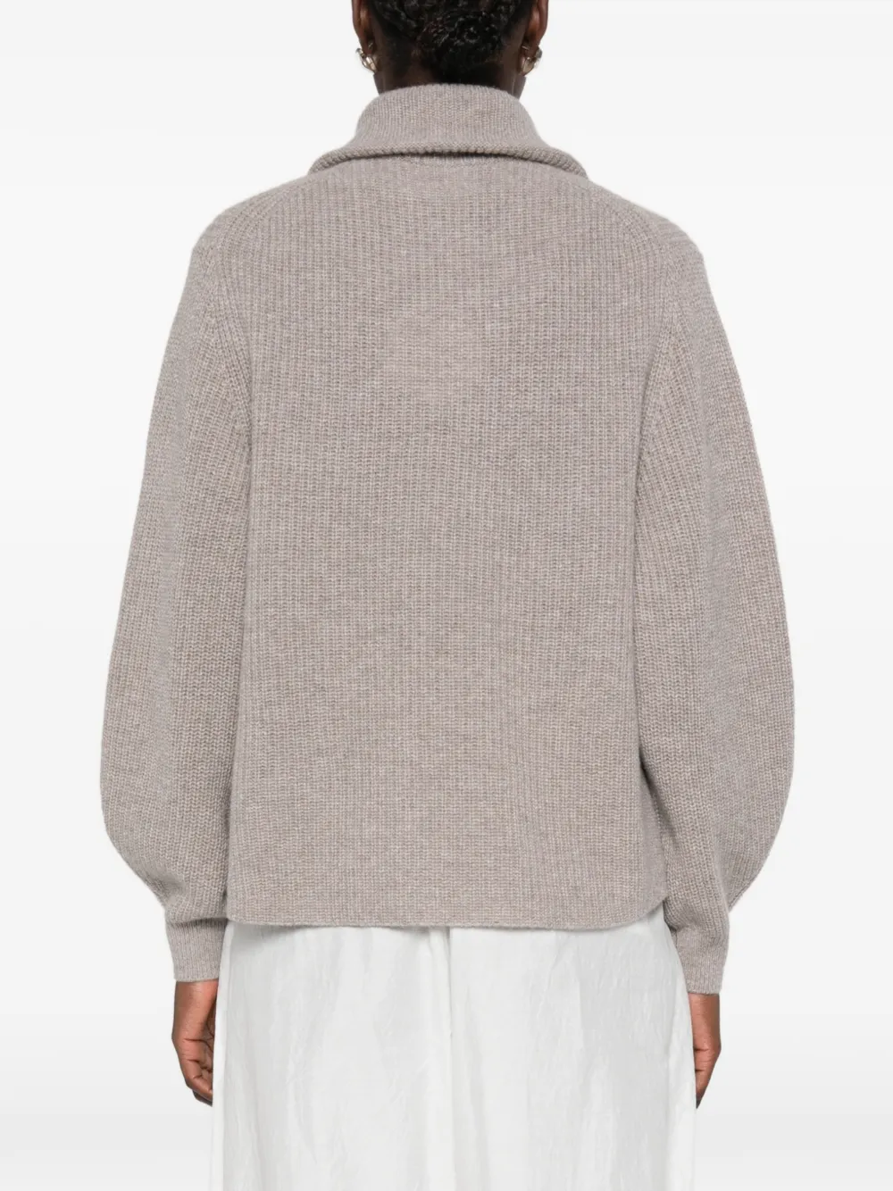 Ftc Ribgebreide trui met rits Beige