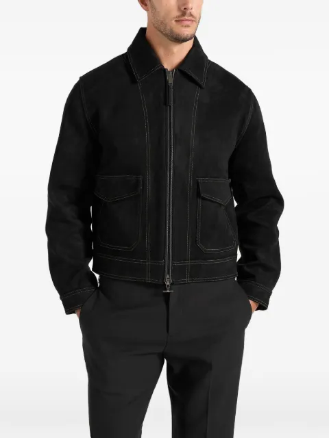 Manière De Voir Vincein suede contrast stitch jacket
