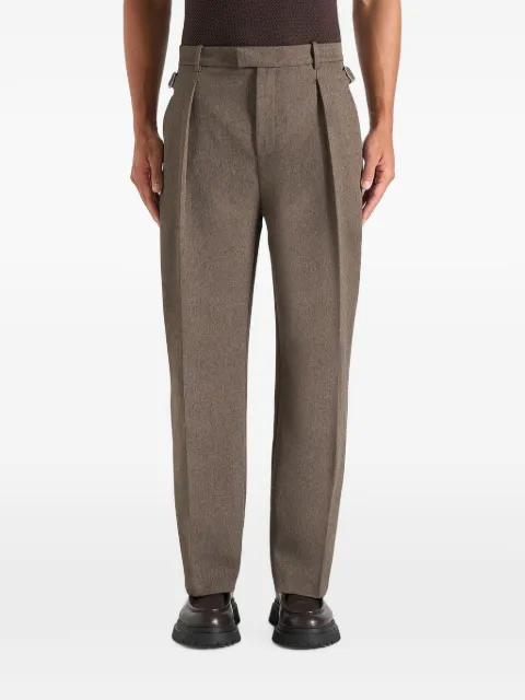 Manière De Voir Dorian - relaxed fit pleated textured tailored trousers - taupe