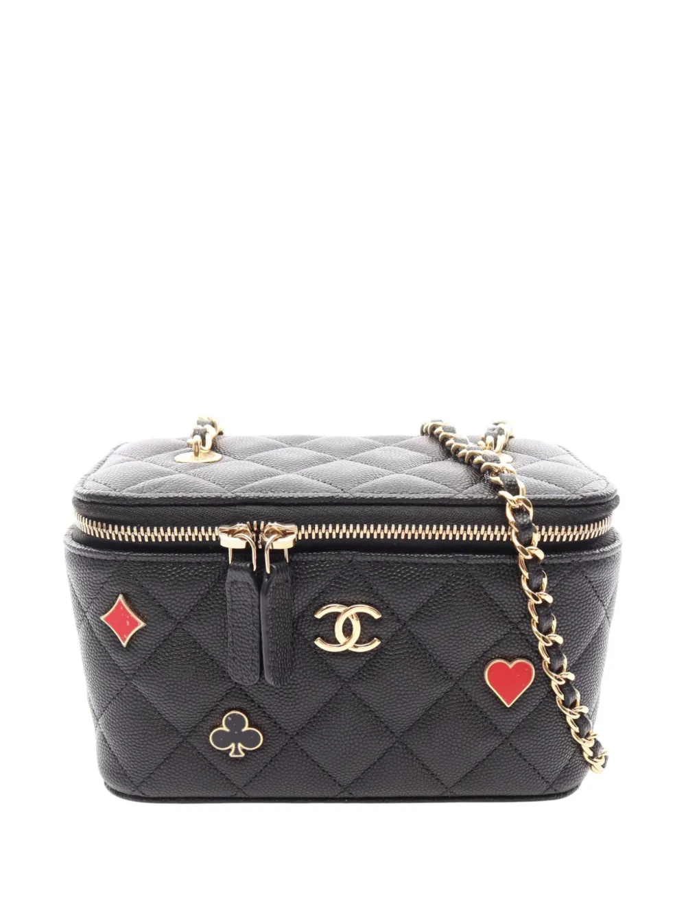 CHANEL Pre-Owned 2021-2026 Small Quilted Caviar Coco Casino Vanity Case With Chain crossbody bag - Nero