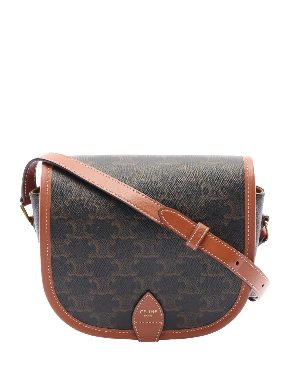 Celine Pre-Owned 2000-2026 Medium Triomphe Coated Canvas Folco crossbody bag - Brown