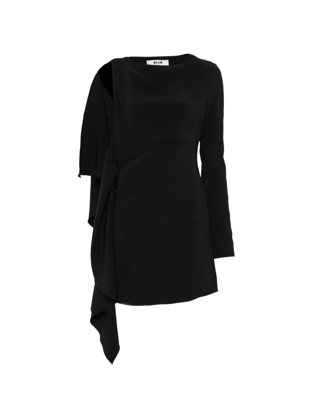 Msgm Draped-detail Mini Dress In Black