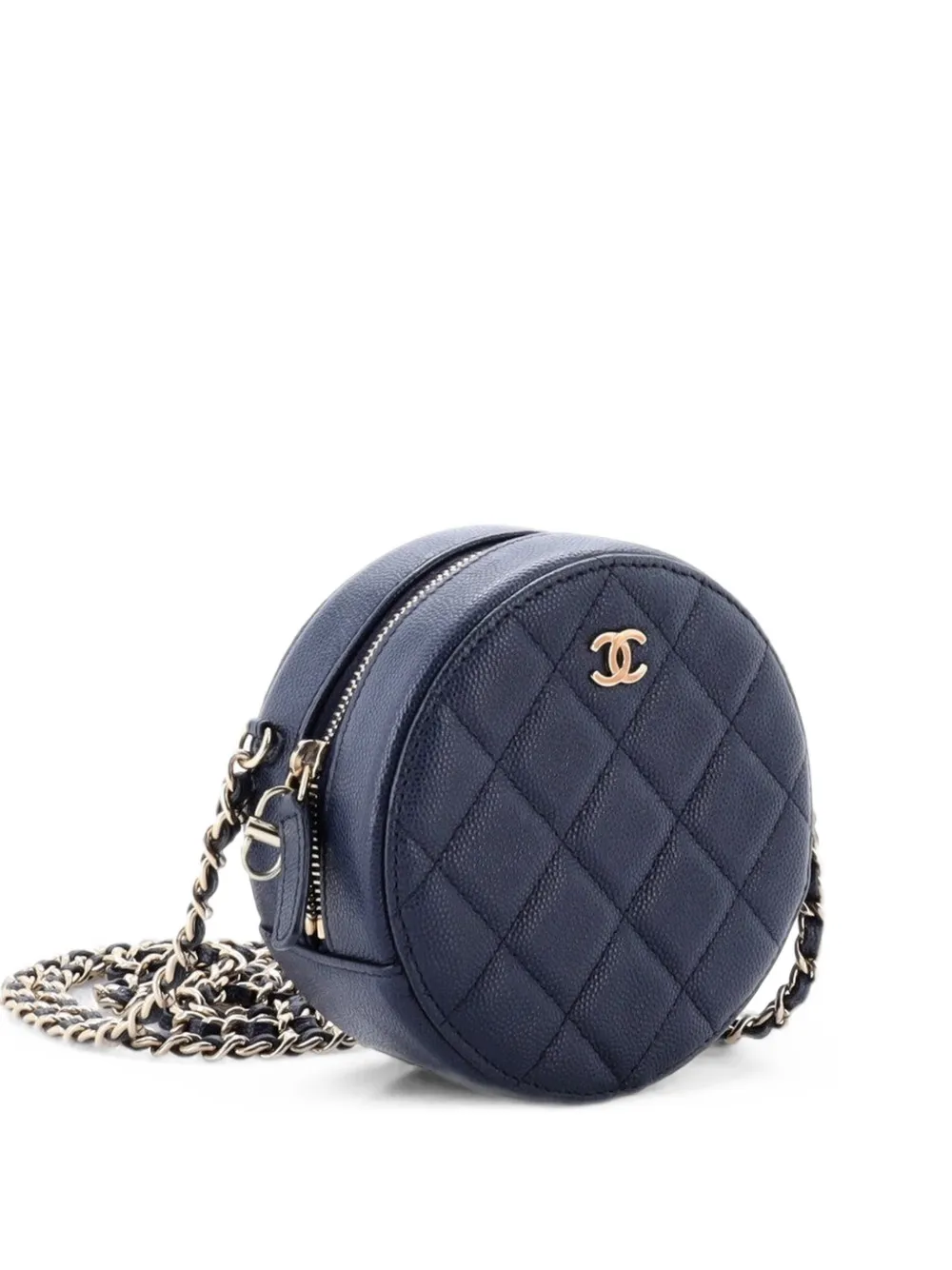CHANEL Pre-Owned Round Clutch with Chain Quilted Caviar Mini crossbody bag - Blu