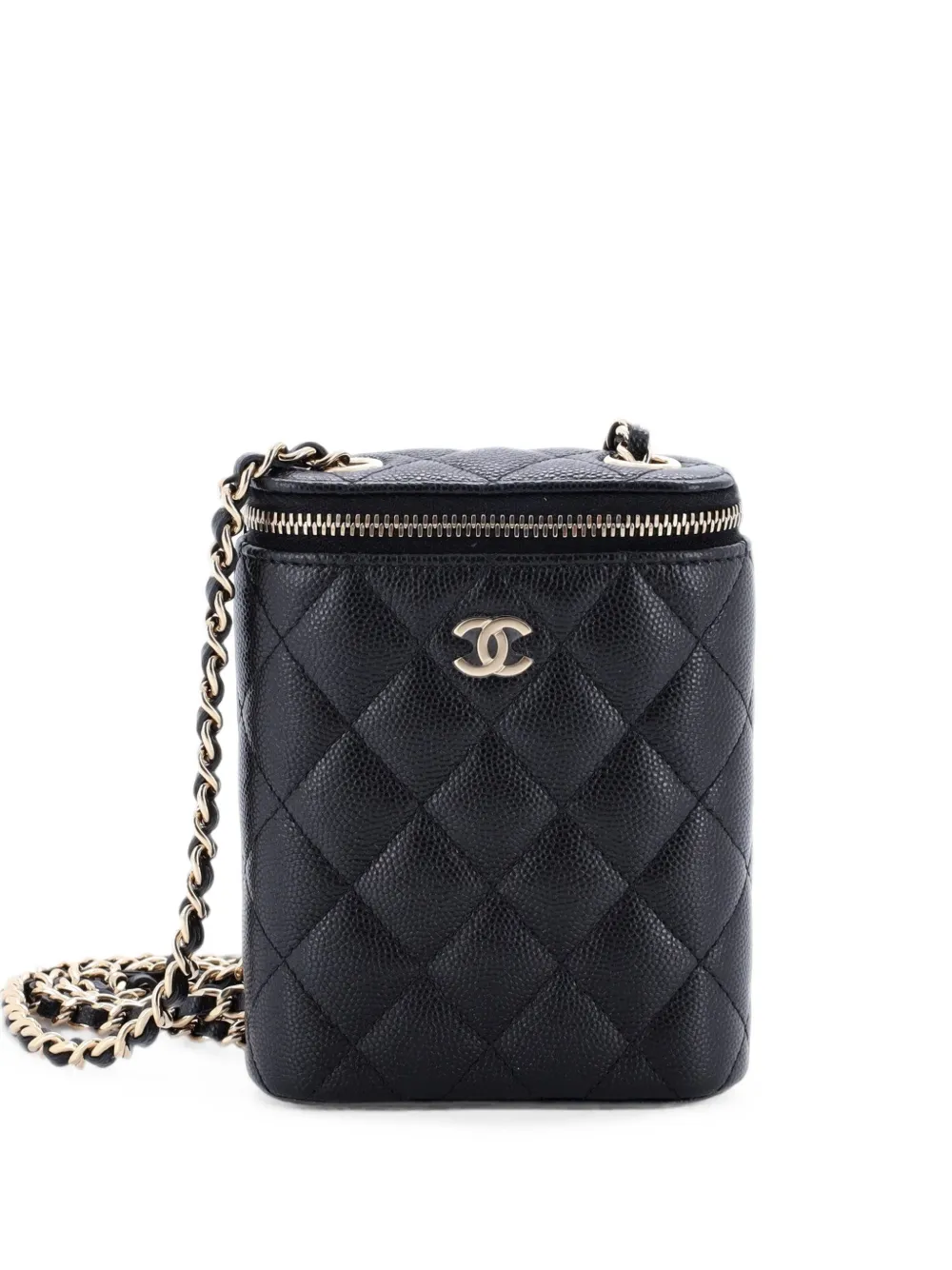CHANEL Pre-Owned Vertical Classic Vanity Case with Chain Quilted Caviar Small shoulder bag - Nero