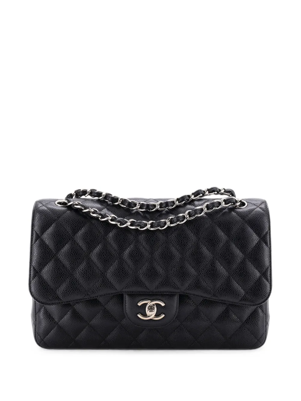 CHANEL Pre-Owned Classic Double Flap Bag Quilted Caviar Jumbo shoulder bag - Nero