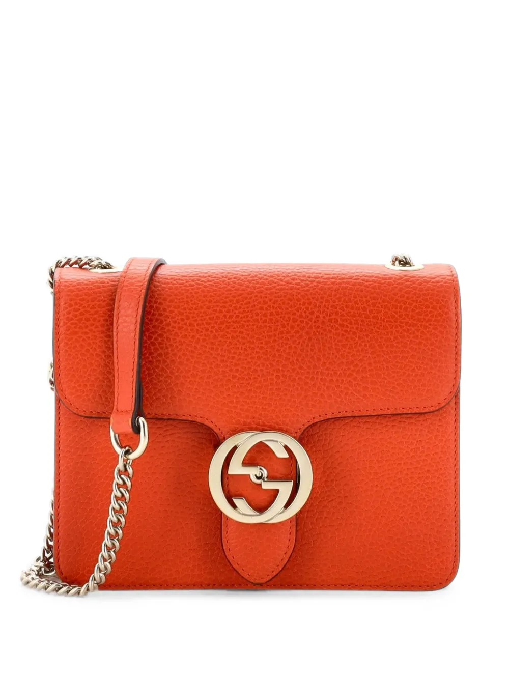 Gucci Pre-Owned Kleine Interlocking Schultertasche aus Leder - Orange