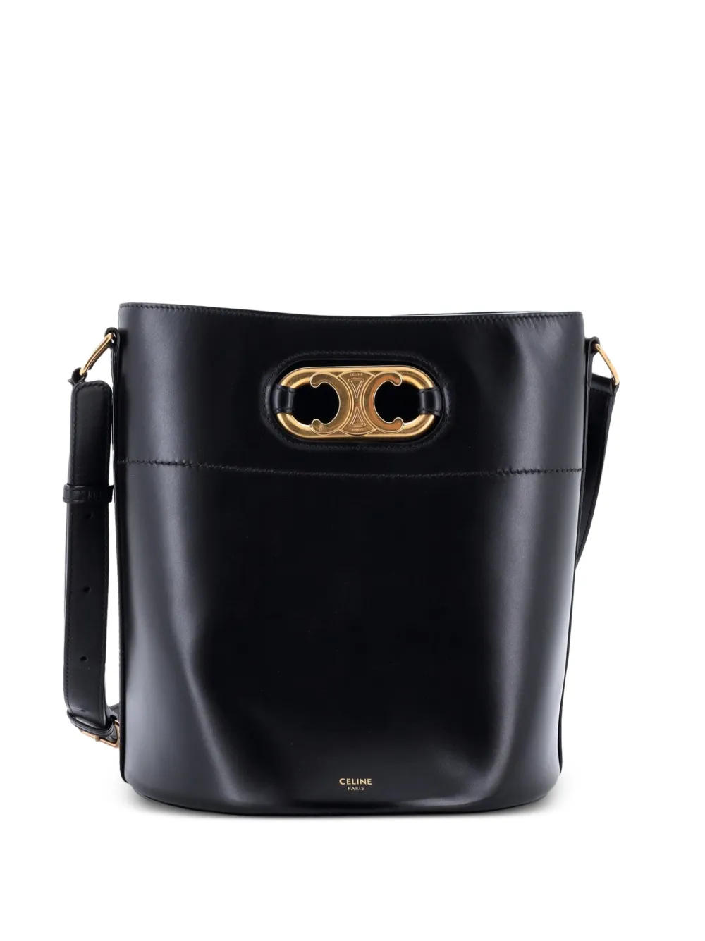 Celine Pre-Owned Maillon Triomphe Leather Medium bucket bag - Nero