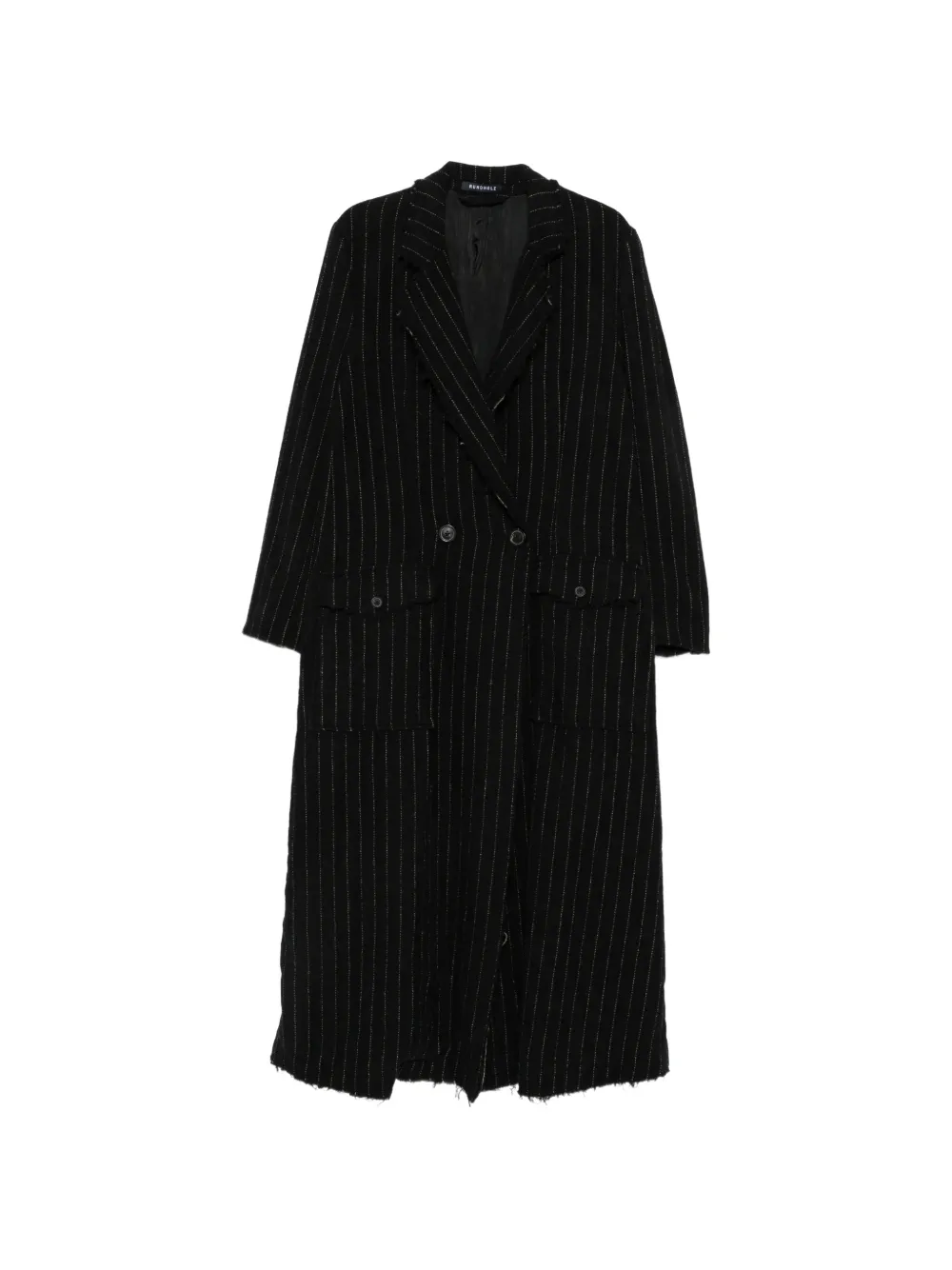 Rundholz pinstripe frayed-edge coat - Nero