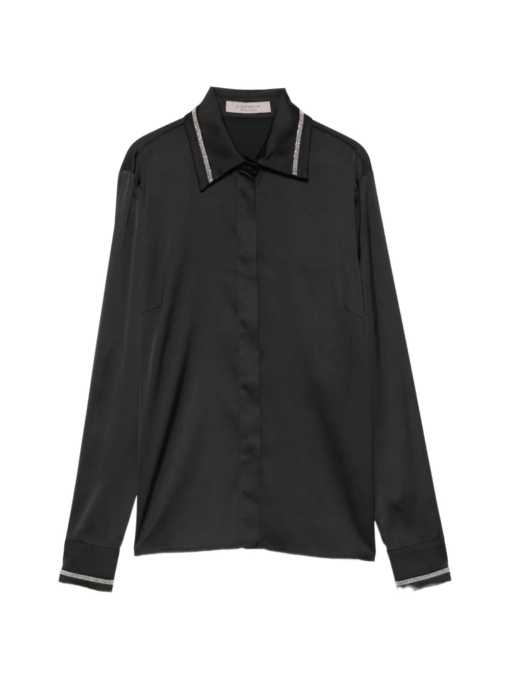 D.Exterior embellished-trim shirt - Black