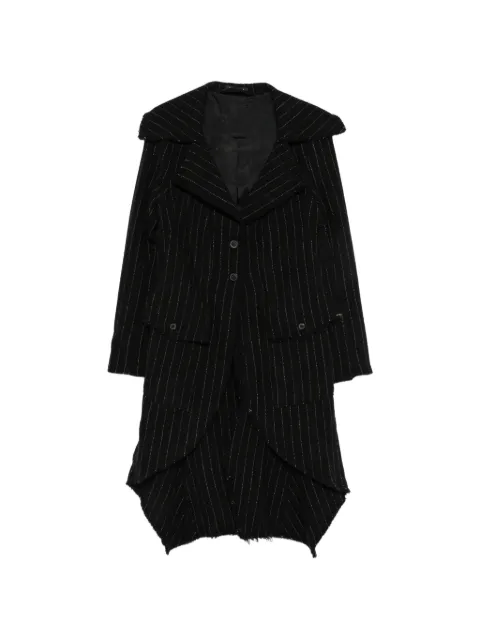 Rundholz pinstripe-pattern raw-edge coat