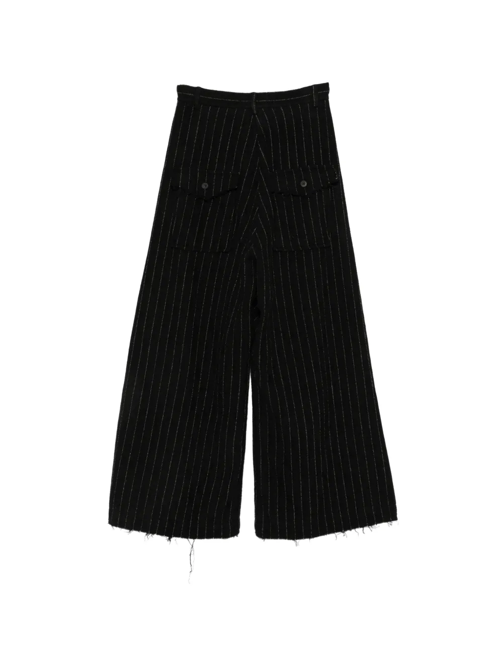 Rundholz Broek met krijtstreep en gerafelde zoom Zwart