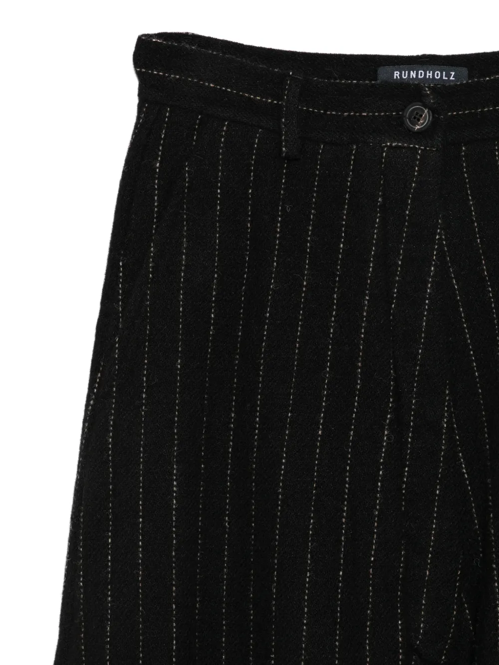 Rundholz Broek met krijtstreep en gerafelde zoom Zwart