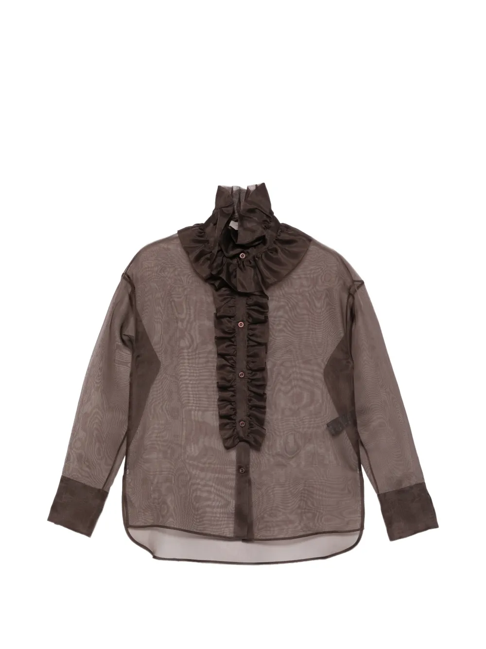 D.Exterior chemise volantée à effet de transparence - Marron D.Exterior chemise volantée à effet de transparence - Marron