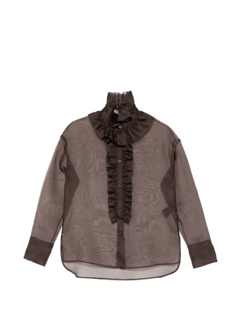 D.Exterior ruffled sheer shirt