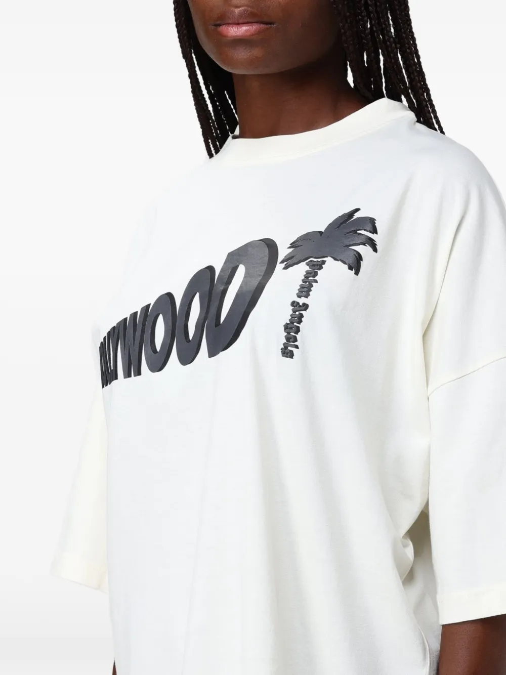 Palm Angels logo-print oversized T-shirt Beige