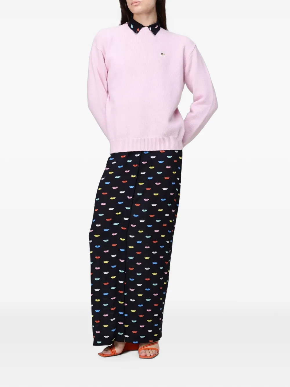 Fiorucci logo-patch Merino wool sweater Roze