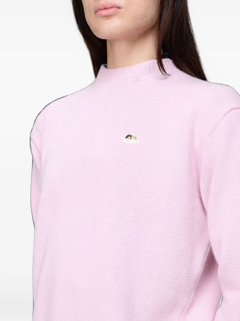 Fiorucci logo-patch Merino wool sweater Roze