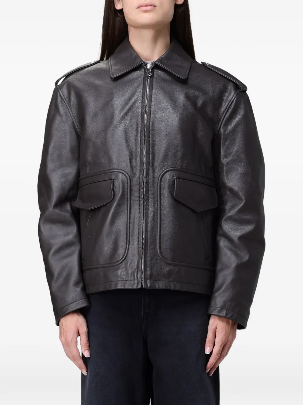 Fiorucci graphic-print leather jacket