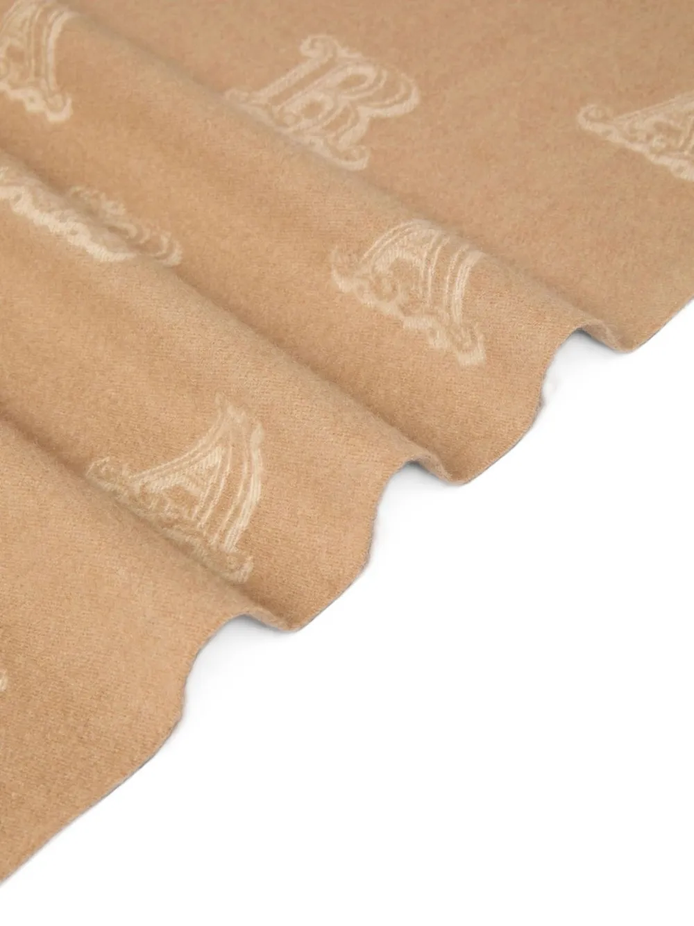 Max Mara monogram-jacquard fringed scarf Bruin