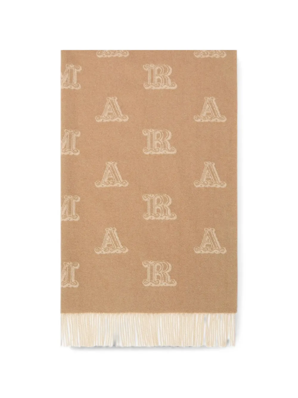 Max Mara monogram-jacquard fringed scarf