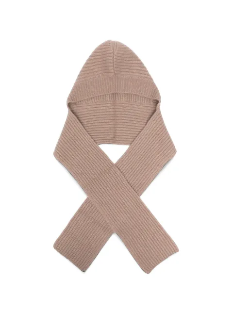 Liska ribbed-knit hooded scarf