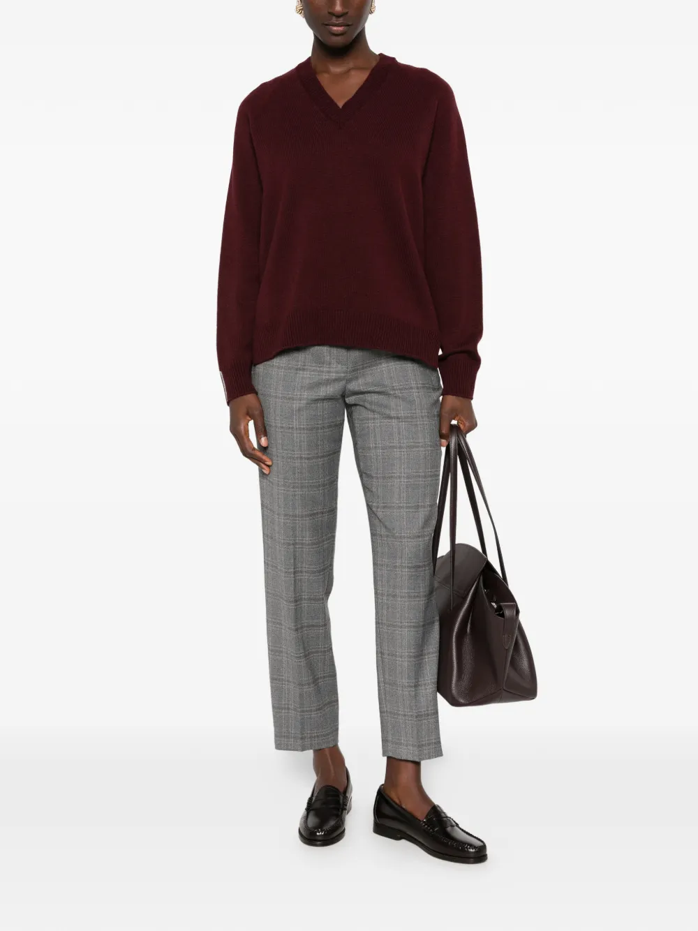 Peserico Trui met raglan mouwen en V-hals Rood