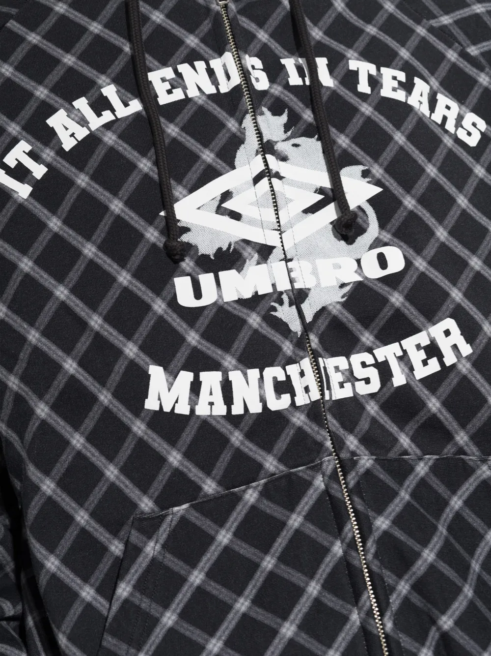 UMBRO Geruite hoodie met rits Zwart