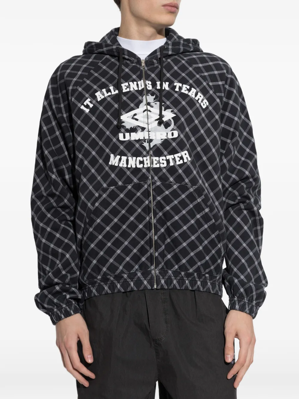 UMBRO Geruite hoodie met rits Zwart