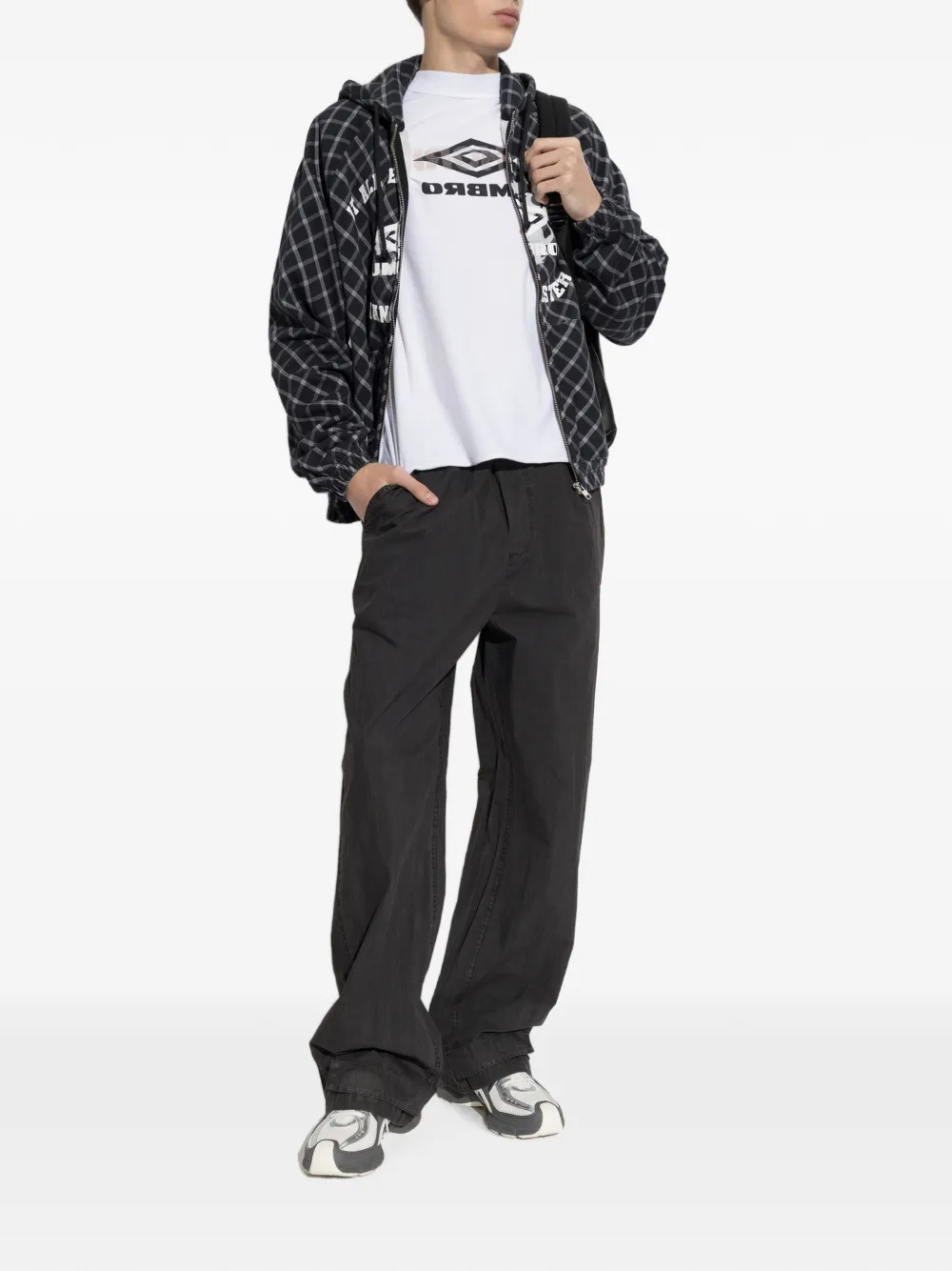 UMBRO Geruite hoodie met rits Zwart