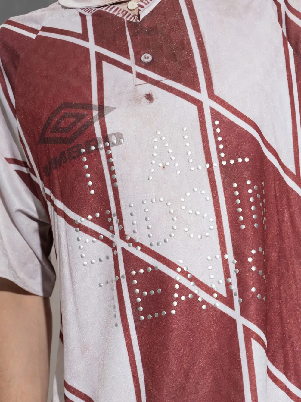 UMBRO diamond-print studded polo shirt Rood