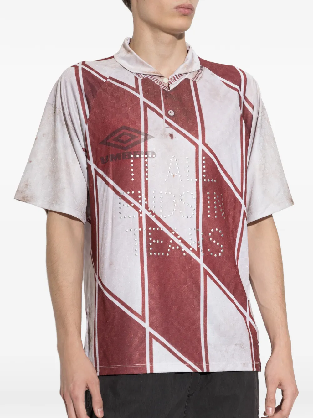 UMBRO diamond-print studded polo shirt Rood