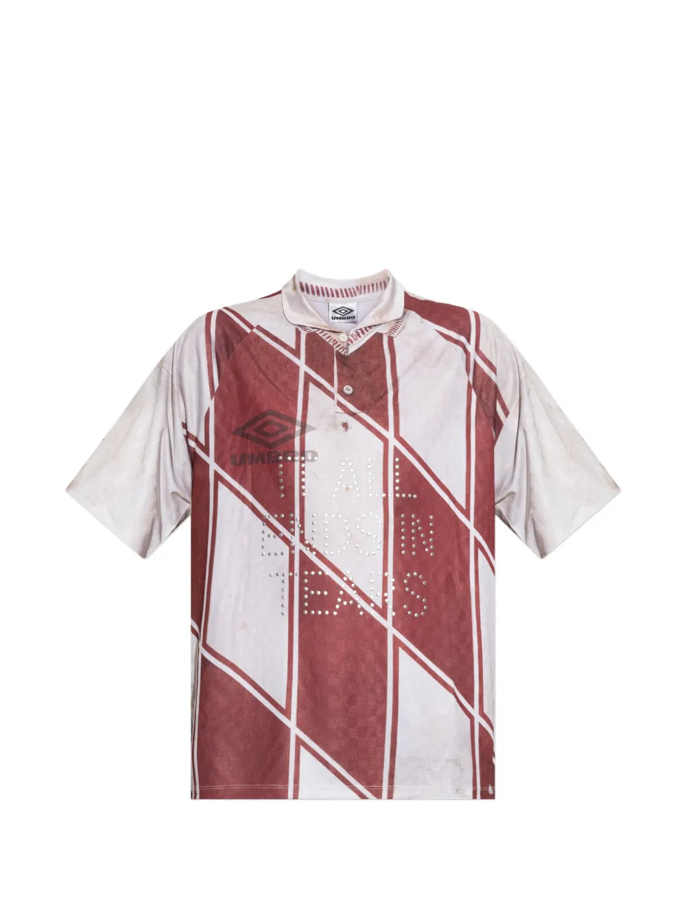 Umbro Diamond-print Studded Polo Shirt In Red