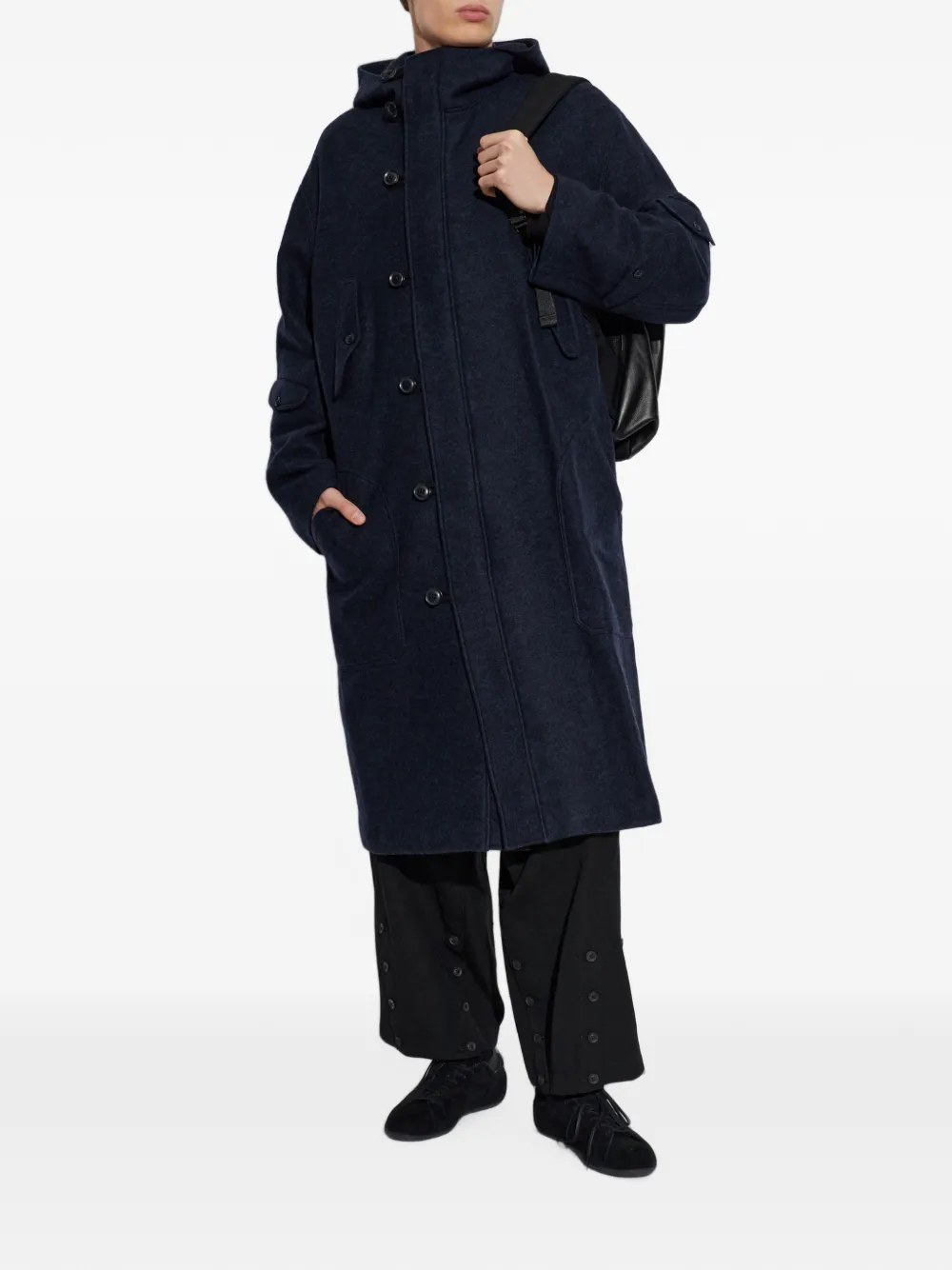 Yohji Yamamoto Jas met capuchon Blauw