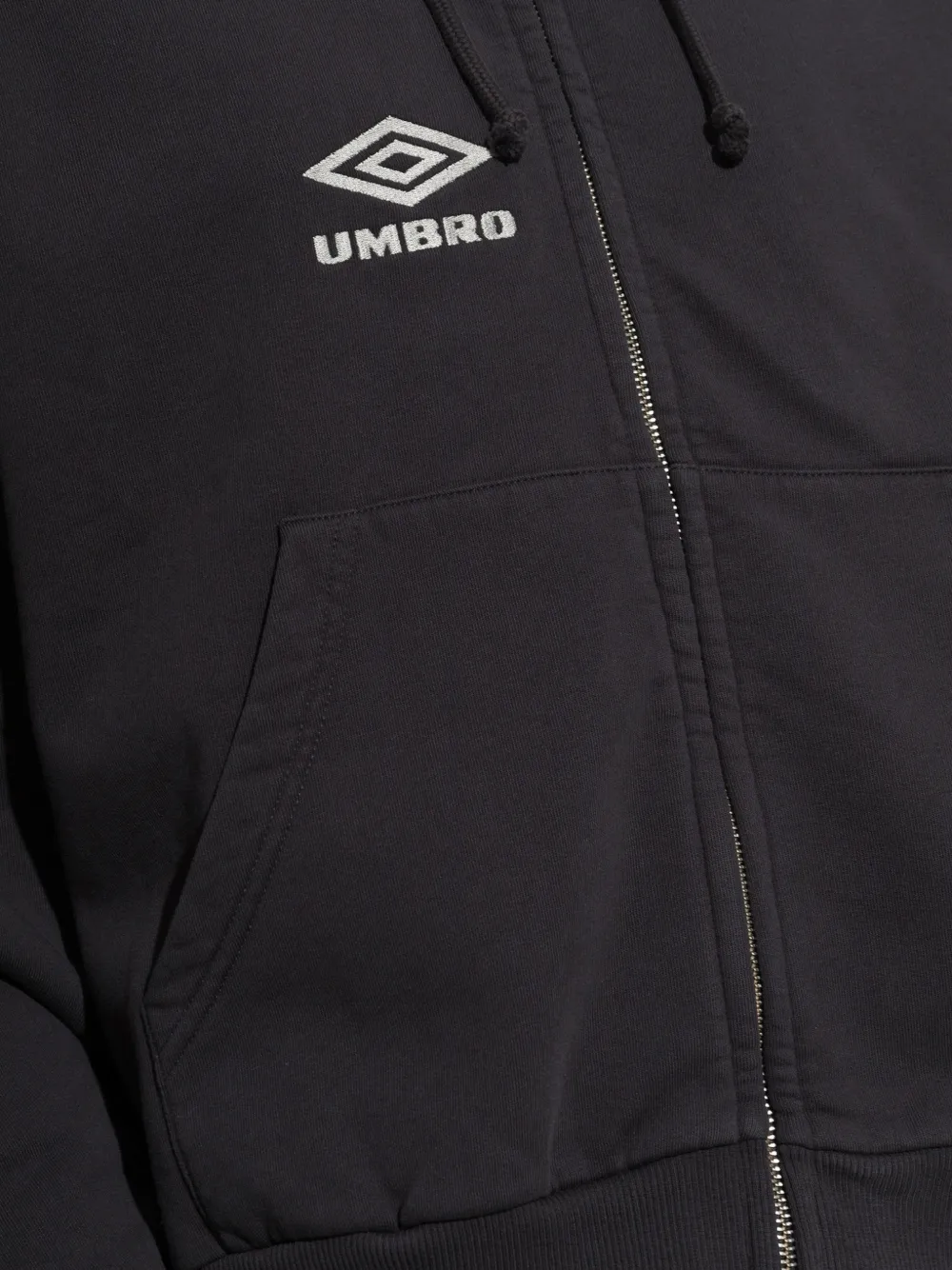 UMBRO logo-embroidered zip-up hoodie Zwart