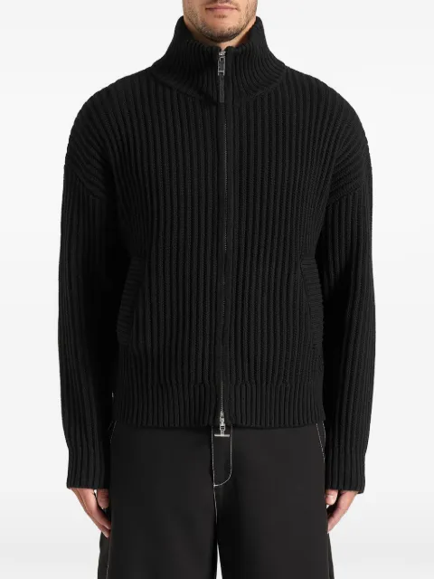 Manière De Voir Kyle - applique-detail ribbed knit jacket - black