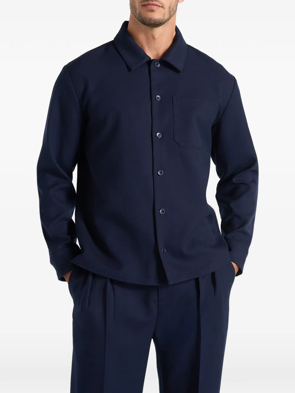 Manière De Voir Valentin klassiek getailleerd overhemd met lange mouwen Blauw