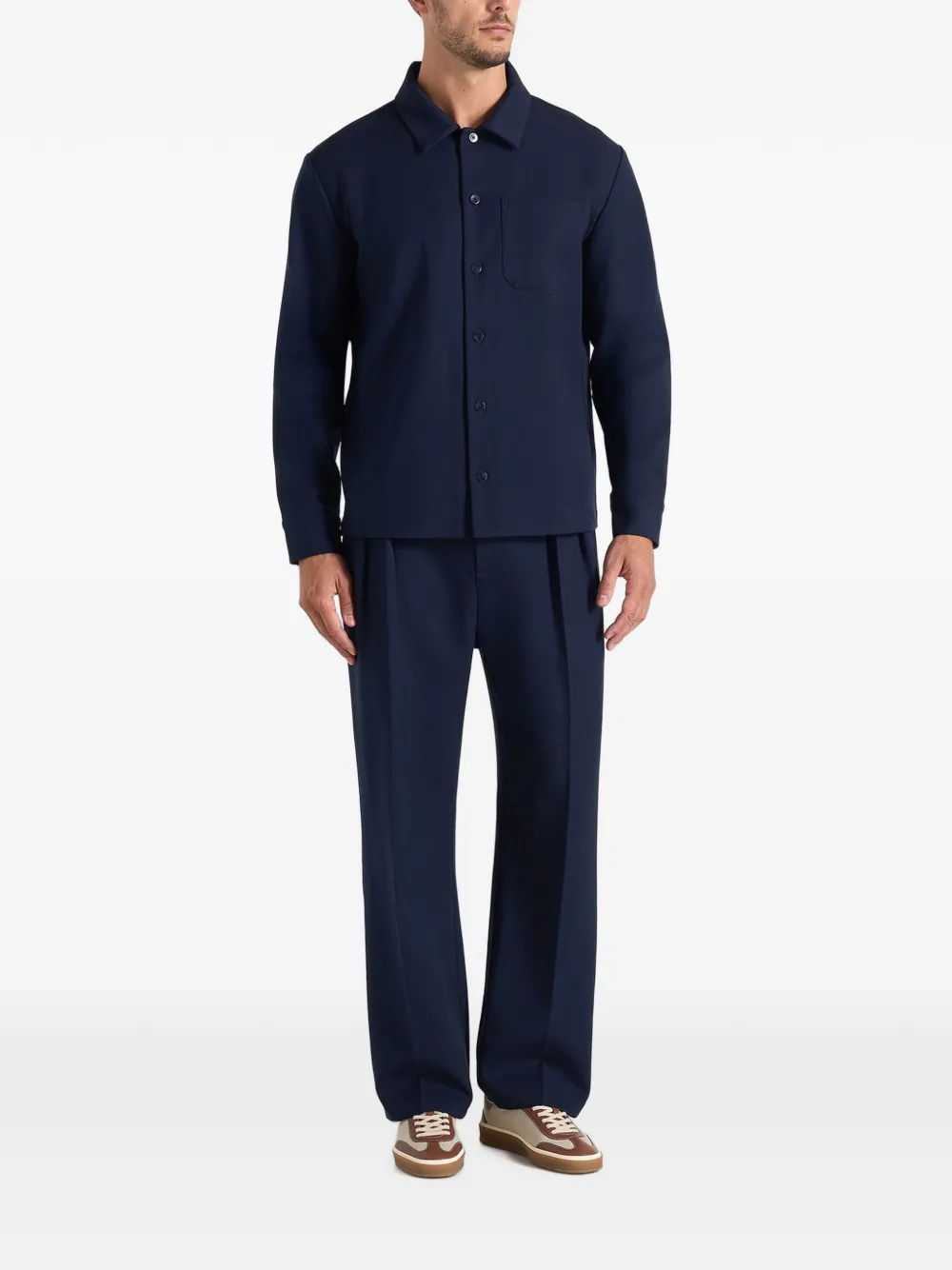 Manière De Voir Valentin klassiek getailleerd overhemd met lange mouwen Blauw
