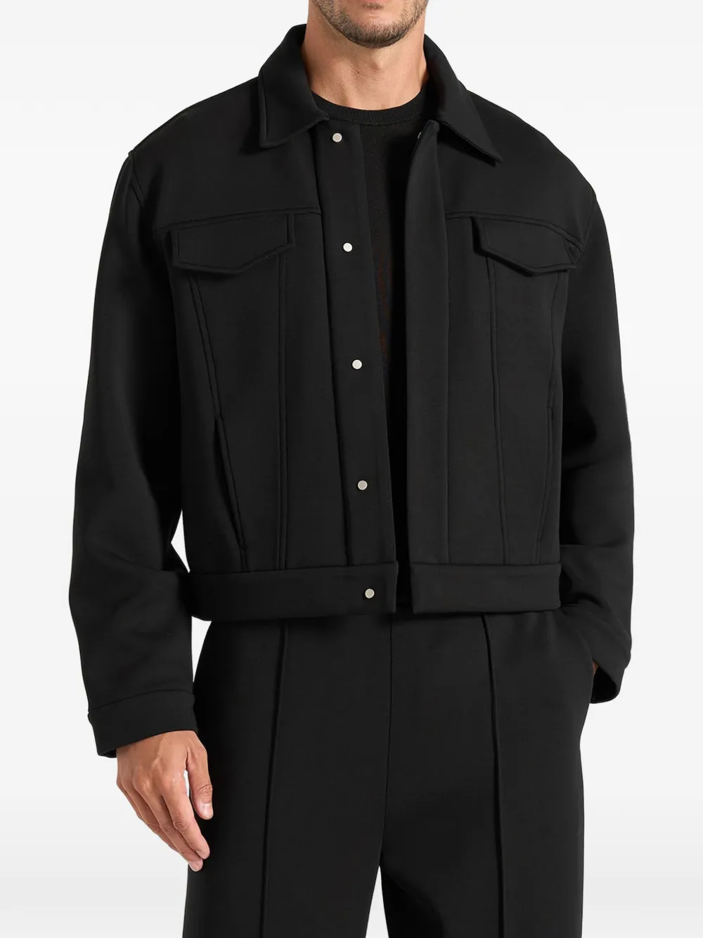 Manière De Voir Kairo - neoprene trucker jacket - black