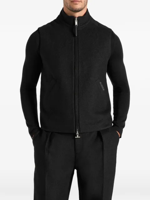 Manière De Voir Levi in black herringbone-brushed wool zip gilet